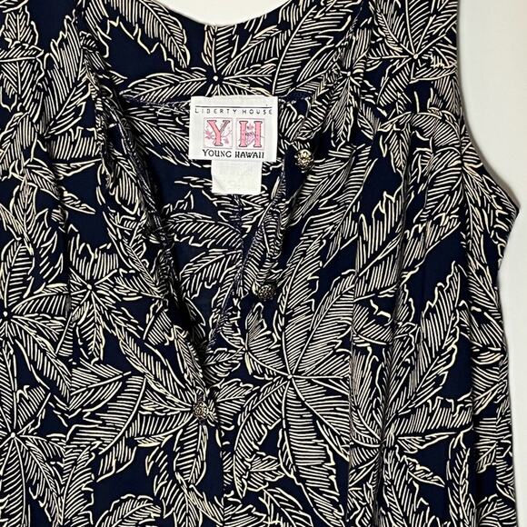 VINTAGE Liberty House Young Hawaii Wild Palms Mini Dress Woman's Medium blue - Picture 10 of 16